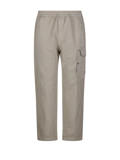 C.p. Company Relaxed Fit Straight Pants With Elastic Waistband In Gray