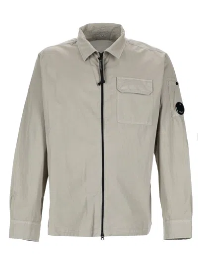 C.p. Company Regular Fit Zip-closure Overshirt In Gray