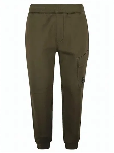 C.p. Company Relaxed Fit Brown Jogger Pants With Cargo Pocket Detail In Green