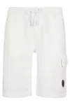 C.p. Company Relaxed-fit Cargo Diagonal Fleece Shorts In White