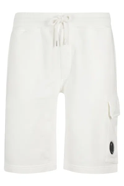 C.p. Company Relaxed-fit Cargo Diagonal Fleece Shorts In Blue