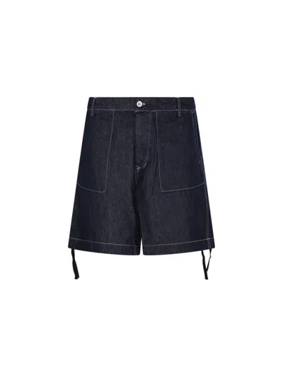 C.p. Company Relaxed Fit Cotton Shorts With Adjustable Hem In Blue