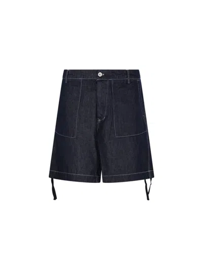 C.p. Company Relaxed Fit Cotton Shorts With Adjustable Hem In Denim