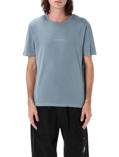 C.p. Company Relaxed-fit Cotton T-shirt With Subtle Logo Print In Stormy Weather
