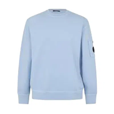 C.p. Company Relaxed Fit Crew Neck Sweatshirt With Iconic Sleeve Patch In Blue