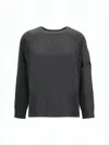 C.p. Company Relaxed Fit Dark Grey Wool Blend Sweater With Patch Pocket In Gray