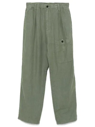 C.p. Company Relaxed Fit Green Linen Trousers