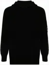 C.p. Company Relaxed-fit Hooded Sweatshirt In Soft Wool Blend In Black