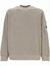 C.p. Company Relaxed Fit Long-sleeve Crewneck Sweatshirt With Circular Lens Pocket In Gray