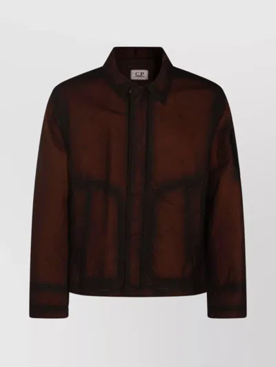 C.p. Company Relaxed Fit Long Sleeve Jacket With Pockets In Brown