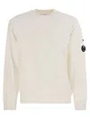 C.p. Company Resist Dyed Cotton Sweatshirt With Lens Pocket In White