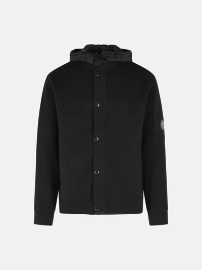 C.p. Company Reversible Wool Jacket Hood And Pockets In Black