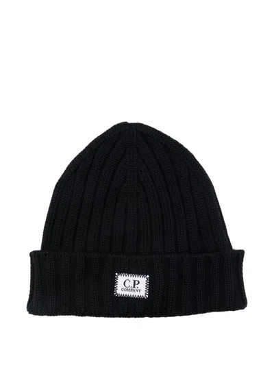 C.p. Company C.p.company Logo-patch Beanie Hat In Total Eclipse
