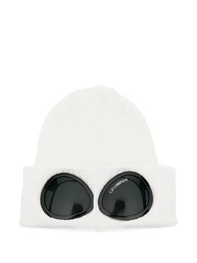 C.p. Company Ribbed Beanie Hat In White