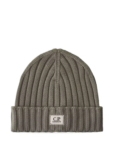 C.p. Company Ribbed Cotton Beanie Hat In Brown