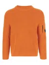 C.p. Company Contemporary Cotton Blend Sweatshirt With Ribbed Knitting And Logo Detail