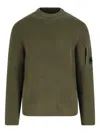 C.p. Company Chunky Ribbed Knit Sweater With Distinctive Patch Pocket In Green