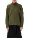 C.p. Company C.p.company Cardigan Zip Waffle Knit In Green