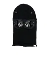 C.p. Company Men Dark Blue Wool Knit Integrated Goggles Snap Button Fastening Ribbed Texture C.