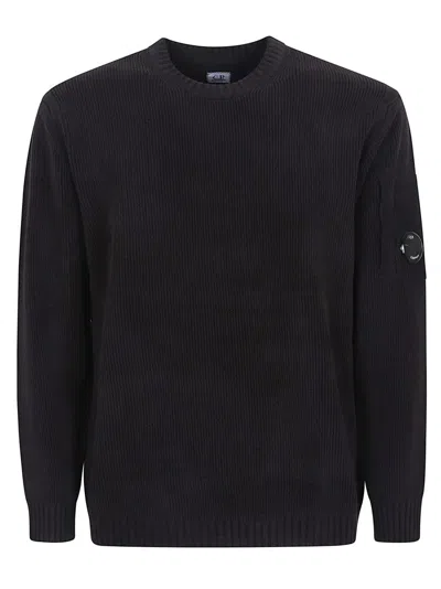 C.P. COMPANY RIBBED KNIT BLACK SWEATER