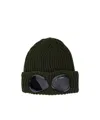 C.p. Company Green Knit Beanie With Googles Detail On The Front