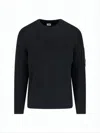 C.p. Company Ribbed Knit Sweater With Patch Pocket And Logo Detail In Black