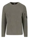 C.p. Company Crewneck Sweater With Arm Pocket And Ribbed Texture In Gray