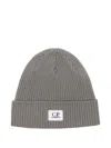 C.p. Company Ribbed Logo-patch Beanie Hat In Gray