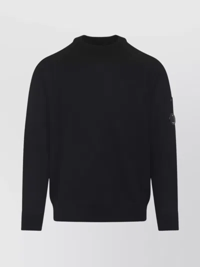 C.p. Company Ribbed Pullover With Sleeve Pocket And Cuffs In Black