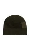 C.p. Company Ribbed Square-patch Beanie Hat In Black