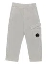C.p. Company Ribbed Trousers With Applique Cp Company In Gray