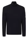 C.p. Company Knitwear Turtle Neck In Re-wool In Blue