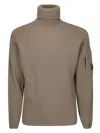 C.p. Company Lambswool Grs Roll Neck Full Knit In Brown