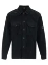 C.p. Company Textured Corduroy Overshirt With Pointed Collar In Black