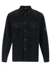 C.p. Company Textured Corduroy Overshirt With Pointed Collar In Black