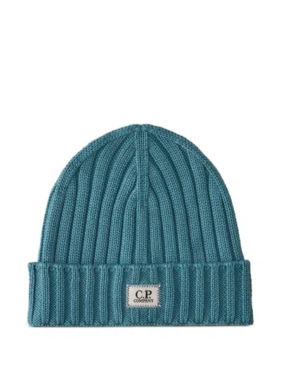 C.p. Company Ribbed-wool Beanie Hat In Blue