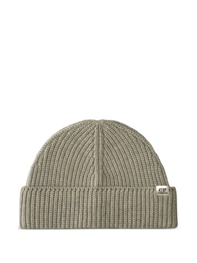 C.p. Company Ribbed-wool Beanie Hat In Green