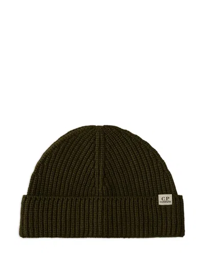 C.p. Company Ribbed-wool Beanie Hat In Green
