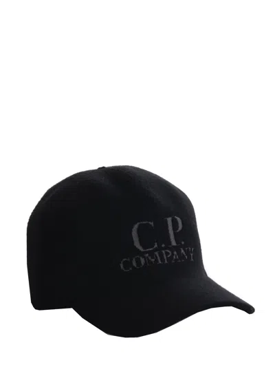 C.p. Company Ribbed Wool Cap In Black