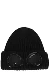 C.p. Company Ribbed Wool Cap With Integrated Goggles In Black