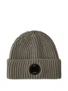 C.p. Company Ribbed-wool Lens-detail Beanie Hat In Gray