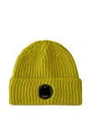 C.p. Company Ribbed-wool Lens-detail Beanie Hat In Green
