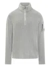C.p. Company Ribbed Knit With Half Zip And Lens Pocket In Gray