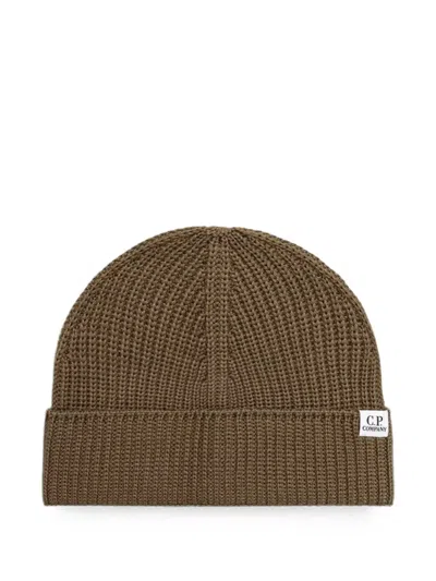 C.p. Company Ribbed-knit Beanie Hat In Brown