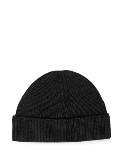 C.p. Company Ribbed-knit Wool Beanie Hat In Black