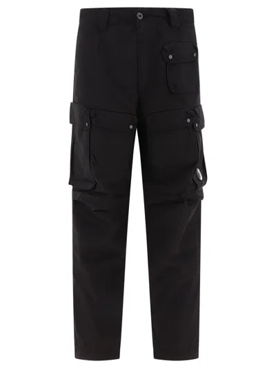 C.p. Company "rip-stop" Cargo Trousers In Black