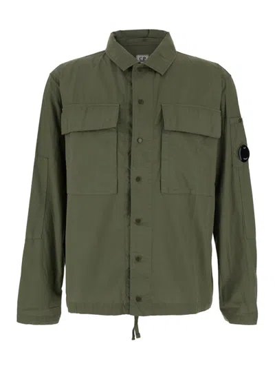 C.p. Company Rip-stop Cotton Jacket With Adjustable Drawstring Hem In Green