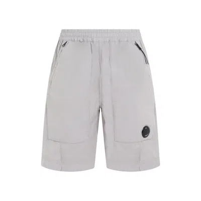 C.P. COMPANY RIP-STOP GREY COTTON SHORTS