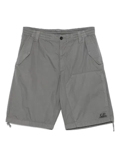 C.p. Company Ripstop Cotton Shorts In Gray