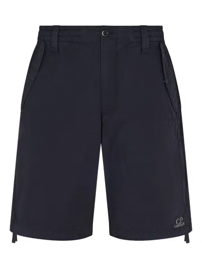C.p. Company Black Casual Shorts With Design In Blue